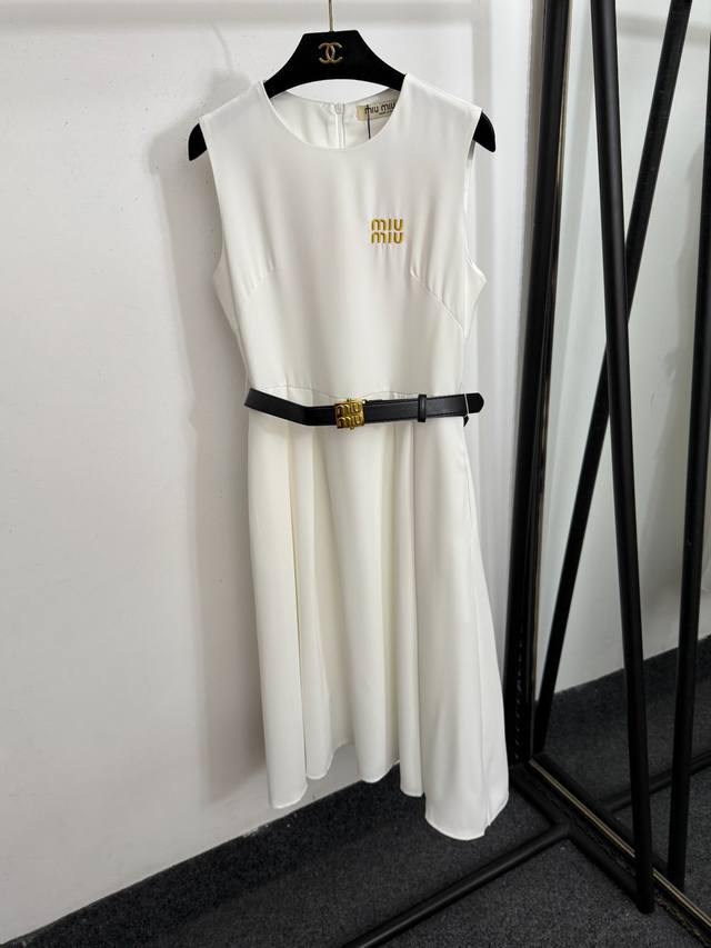 Style No. 20253772 Miumi* new simple Logo embroidery waist sleeveless vest dress