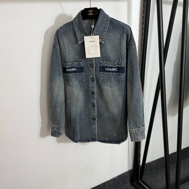 Style No. 20253747 Chane* new logo embroidered double pocket long-sleeved denim