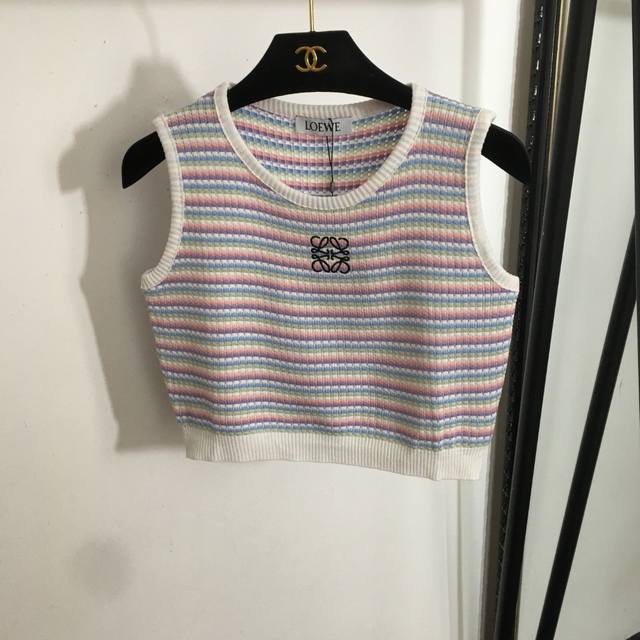 Style No. 20253727 Loew* new logo embroidery colorblock striped knitted vest, pi