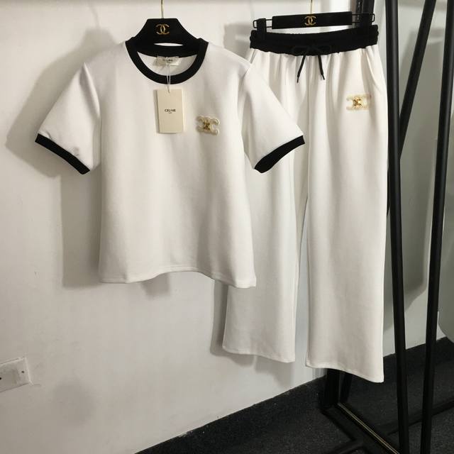 Style No. 20253726 Celin* new space cotton suit, metal logo badge short-sleeved