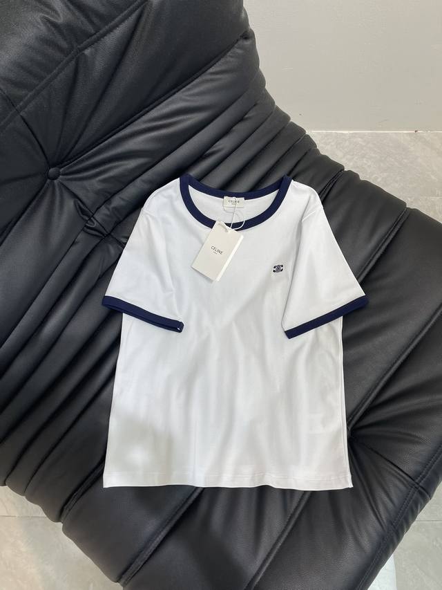 Celin*25 Spring and Summer new round neck embroidered short-sleeved T-shirt cust