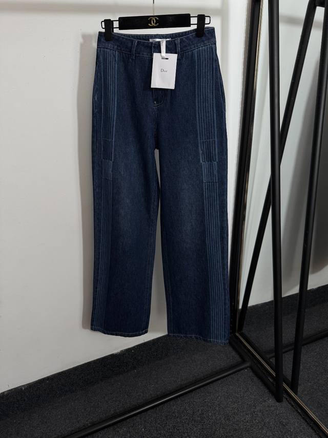 Style No. 20253707 Dio* new side stripe logo fashionable all-match straight deni