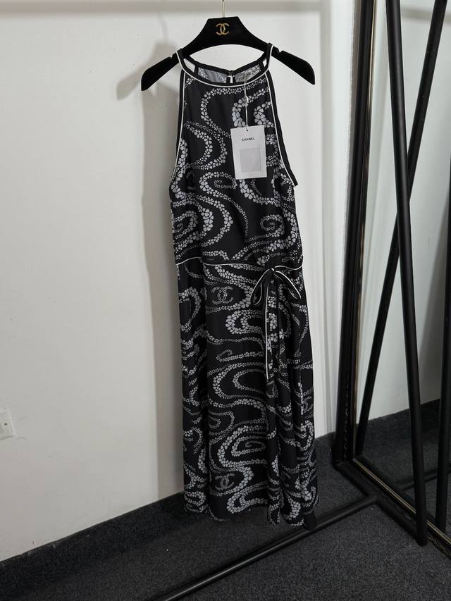 Style No. 20253702 Chane* new camellia fluid print small fragrance style halter