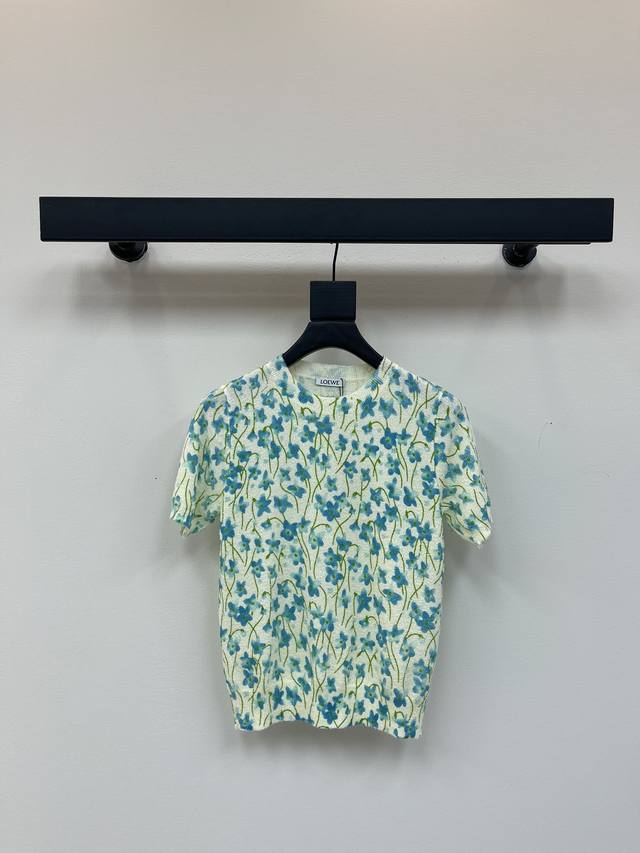 Loew*25 new floral knitted short sleeves custom made Yb silk cotton yarn weaving