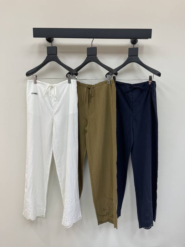 Chane*25 new style drawstring embroidered wide-leg trousers customized Yb import