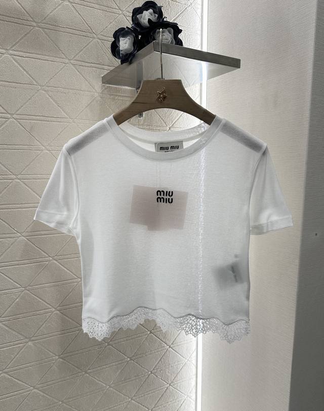 Miumi*2025 new arrivals lace short sleeves Customized Yb imported Pima material,