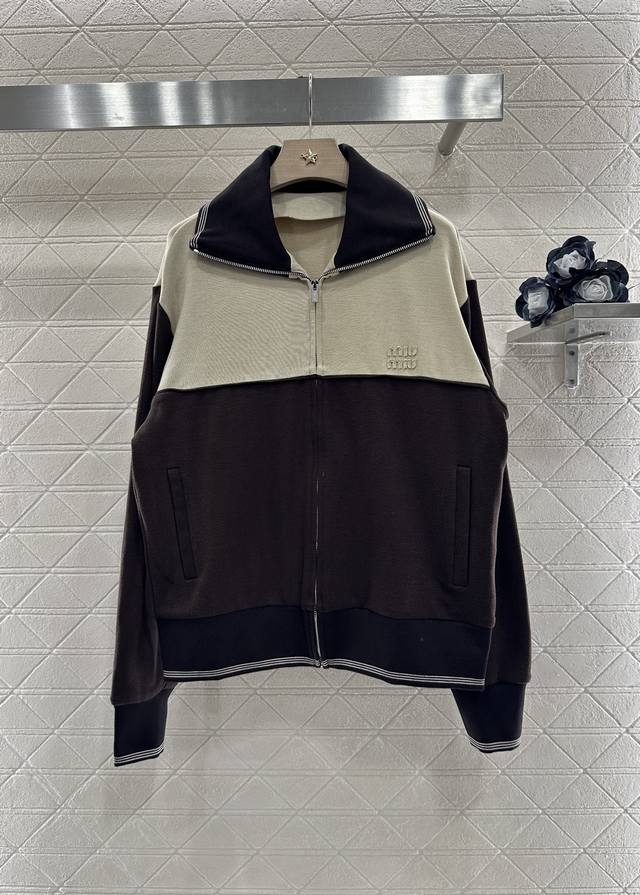 Miumi*2025 new products are on the shelves splicing contrast color lapel jacket