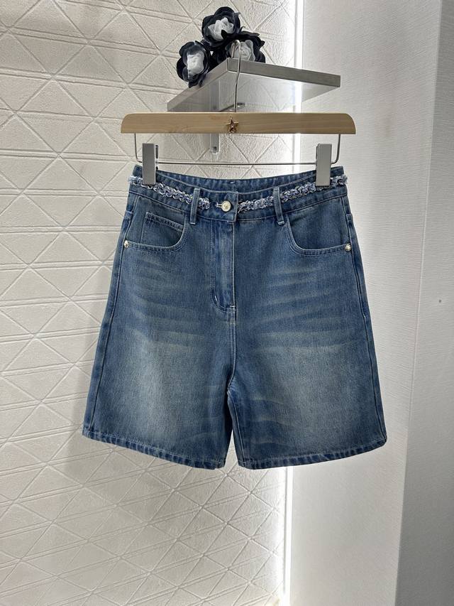 Chane*2025 new arrivals High waisted bleached wrinkled denim shorts Customized Y
