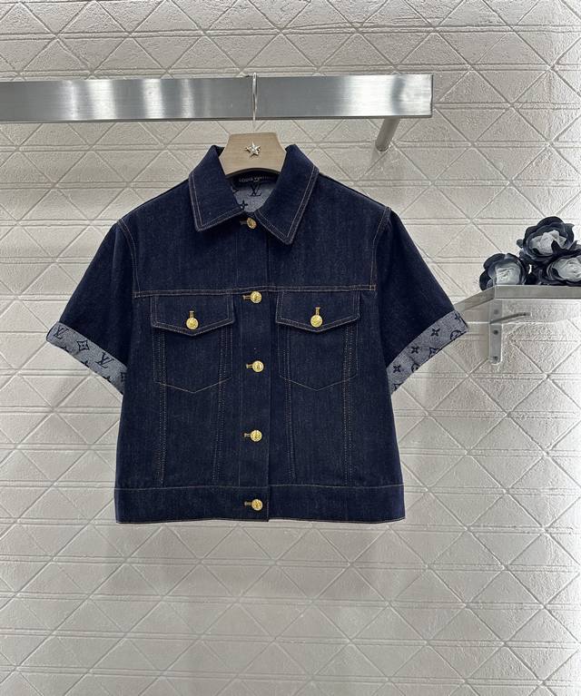 Louis Vuitto*2025 new arrivals Denim lapel short-sleeved jacket and trousers set