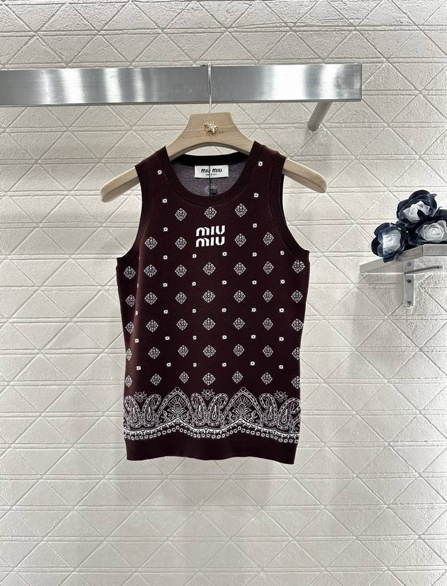 Miumi*2025 new products on the shelves sleeveless knitted vest custom Yb silk wo