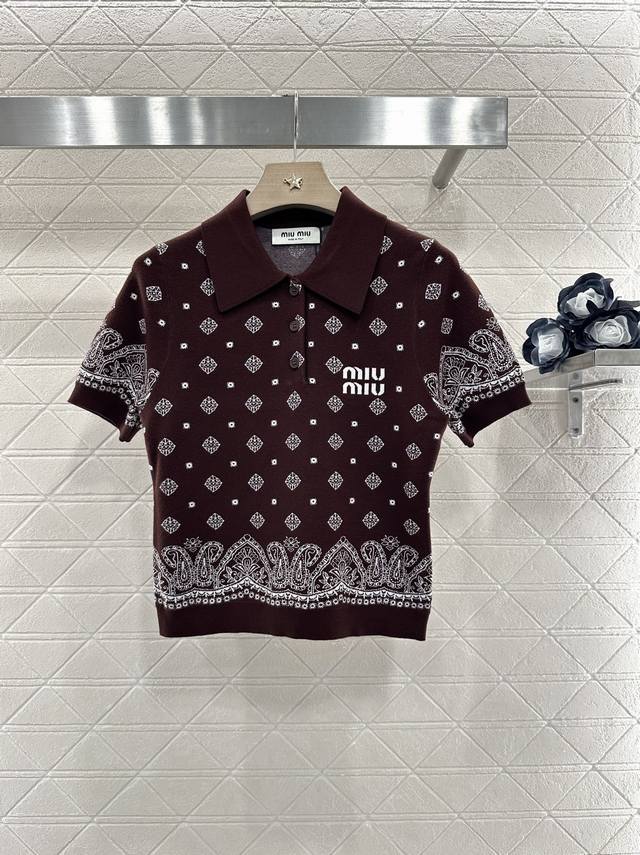 Miumi*2025 new products on the shelves lapel knitted top Customized Yb silk and
