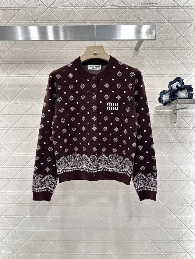 Miumi*2025 new products on the shelves knitted long-sleeved cardigan Customized