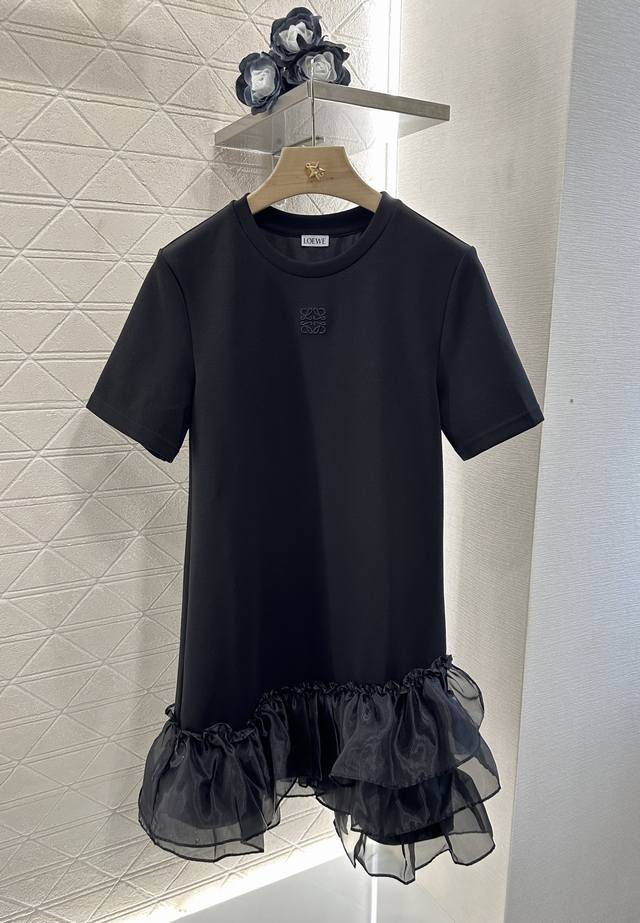 Loew*2025 new arrival round neck patchwork dress Customized Yb twill cotton orga