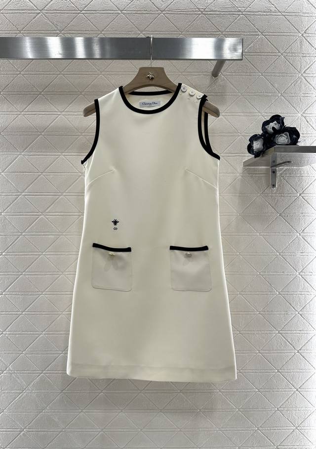 Dio*2025 New arrival Shoulder button vest dress Customized Yb twill cotton blend