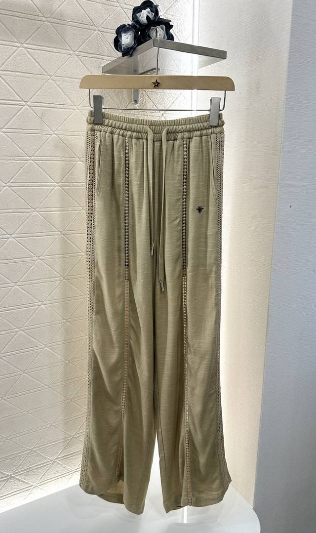 Dio*2025 new arrivals wide-leg hollow drawstring trousers custom Yb imported cot