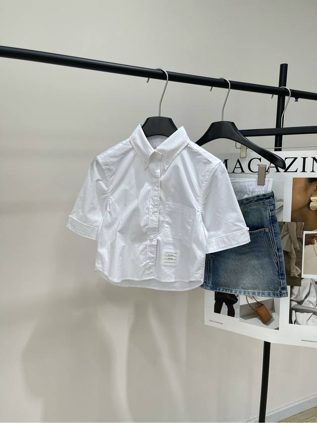 Tb white simple short-sleeved shirt , fabric: cotton Color: white Tbtho25 limite