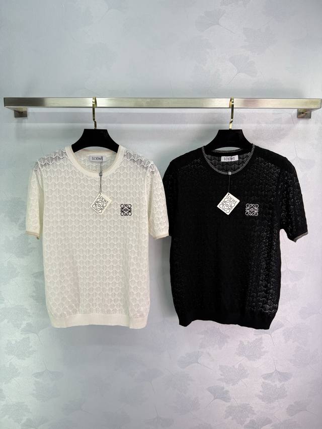 Loewe 2025 spring and summer new knitted short sleeves, black and white availabl