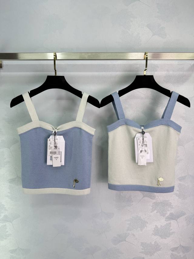 Chane*25 new spring and summer knitted camisole, contrasting color design with C