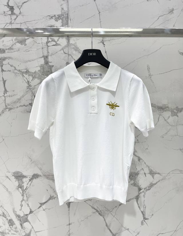 Dior Polo lapel embroidered print knitted short sleeves I am deeply attracted by
