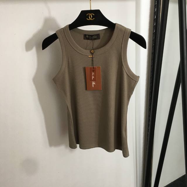 Style No. 20253581 Loro Piana*Lp new metal logo decorated slim fit cotton vest,