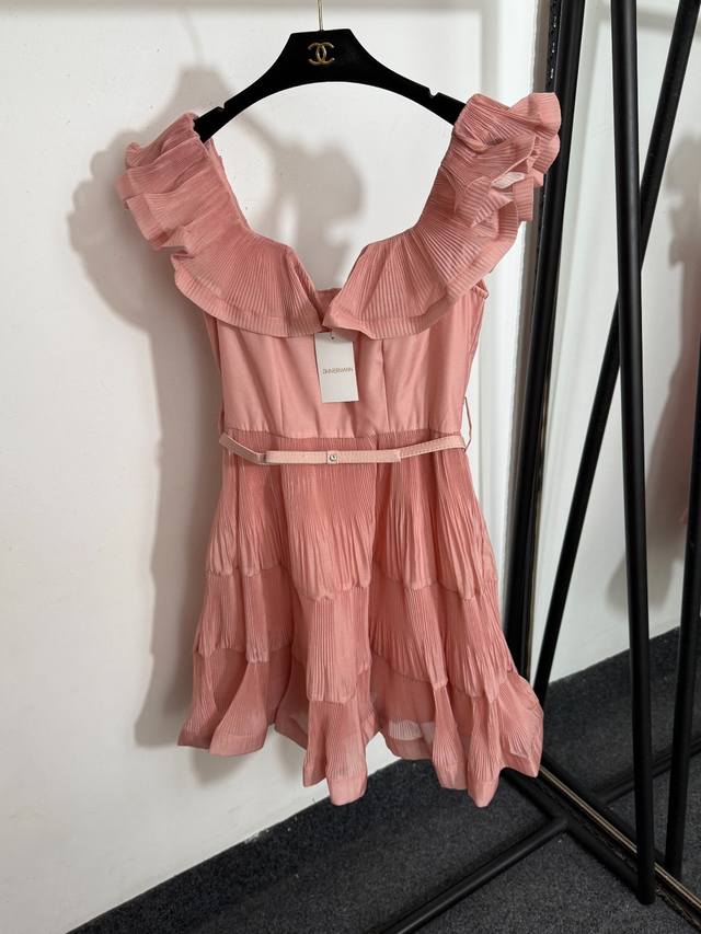 Style No. 20253682 Zimmermann new French elegant ruffled hem suspender dress wit