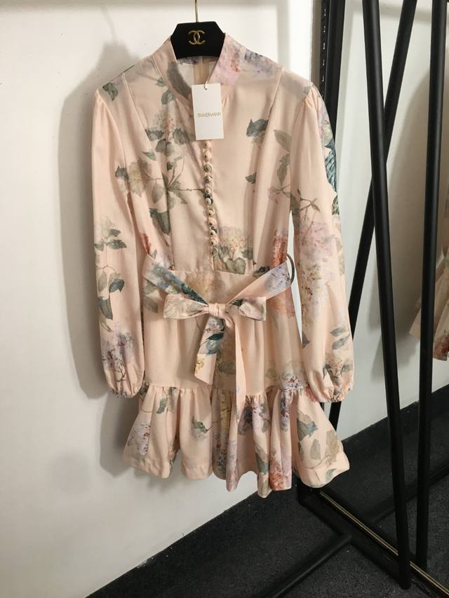 Style No. 20253680 Zimmermann new leaf print tie waist lotus leaf hem long sleev