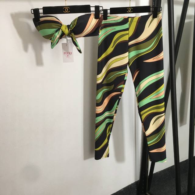 Style No. 20250815 Pucc* new yoga set, bow-knot tube top bra + color-blocked pri