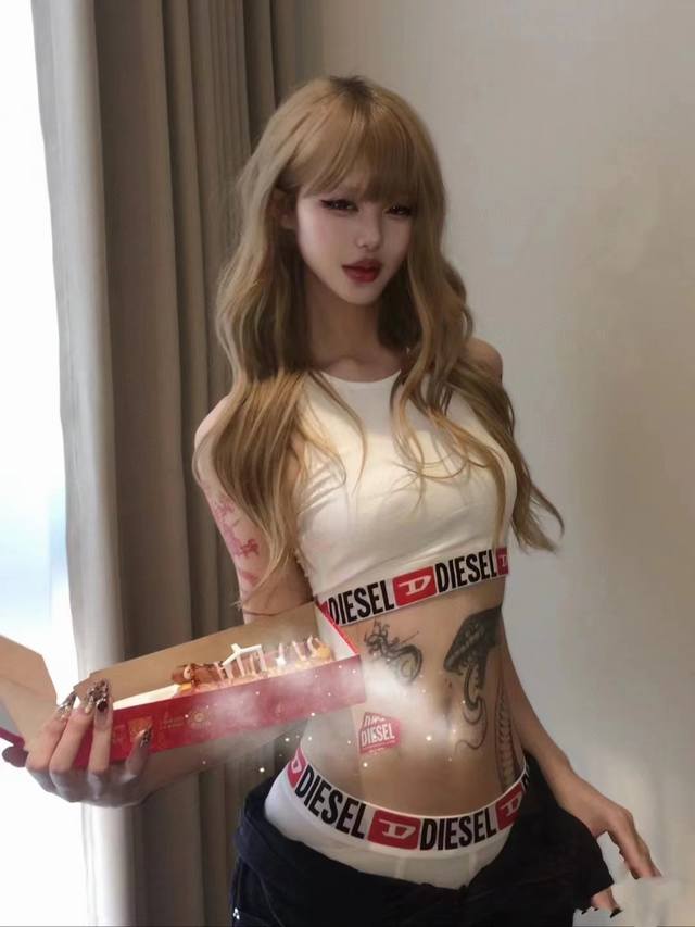 Diese* 2025 Summer New Style Underwear Set Tank Top Top Big Logo Print Hottie St