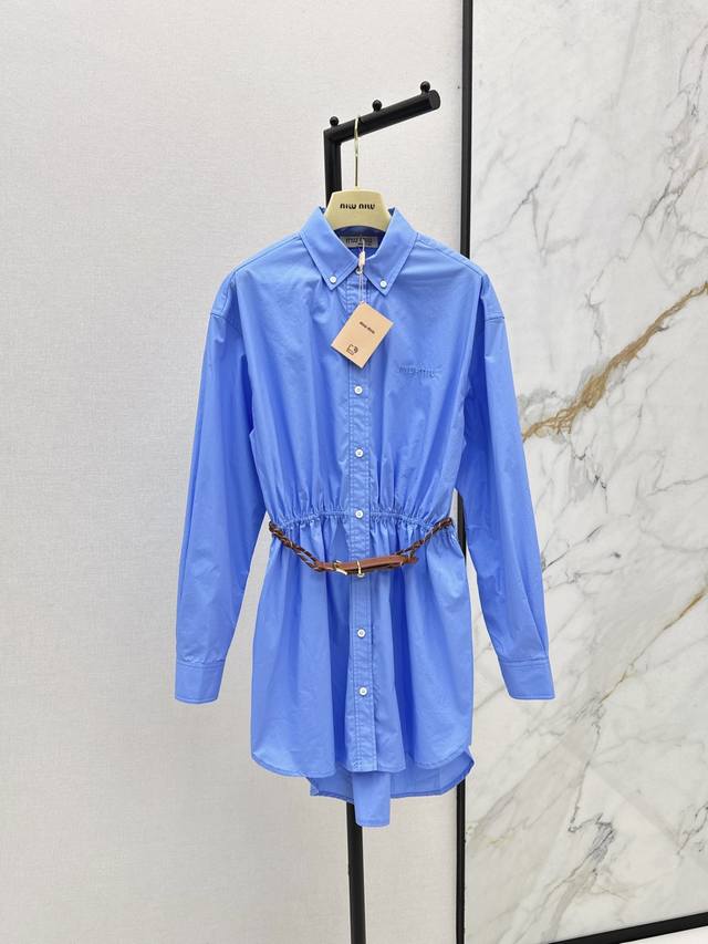 Miu 25Ss latest spring and summer lapel long-sleeved waist irregular shirt, suit