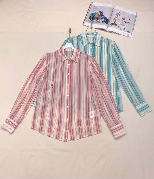 Io* 25Ss New summer shirt printed stripes color matching imported fabric light a