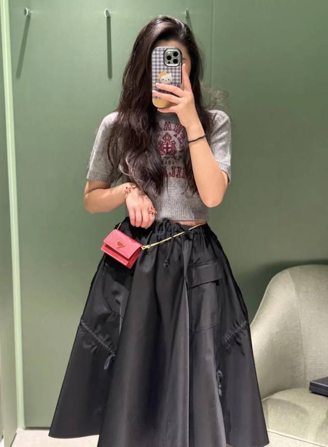 P] New [P]! Latest Pr 25New recycled nylon drawstring skirt. Size: Sml. .