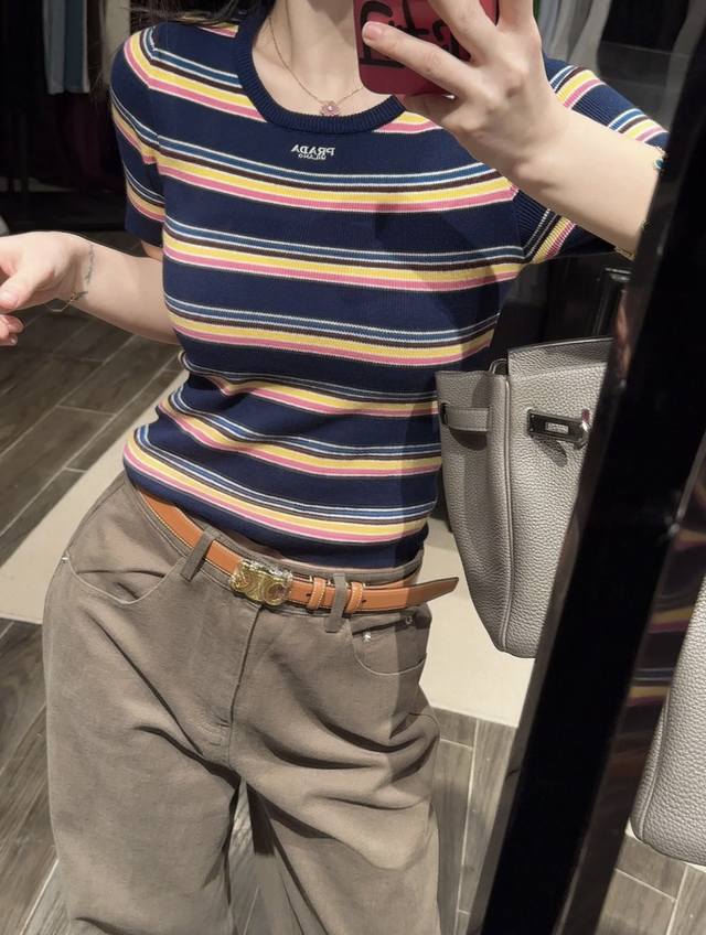P] New [P]! Latest Pr 25New colorful striped knitted short sleeves. Size: Sml. .