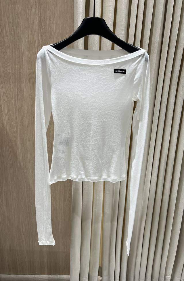 Miutextured White Long Sleeve Tee Minimalist textured white long sleeves