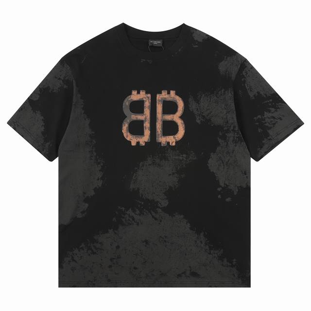 Balenciaga Orange Bb Print Round Neck Short Sleeve Size: SL