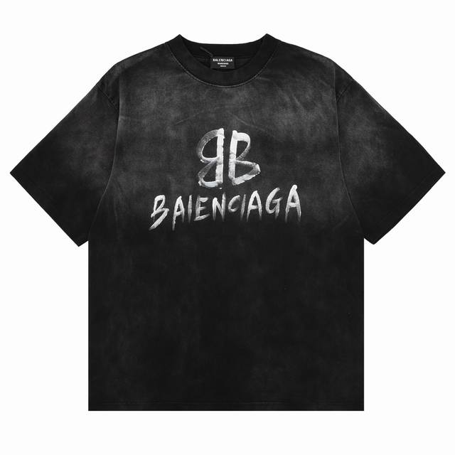 Balenciaga washed cursive letter print round neck T-shirt Size: SL