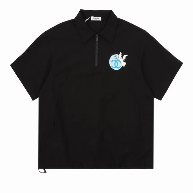 Chanel Peace Dove Print Woven Polo Shirt Size: Xs-L