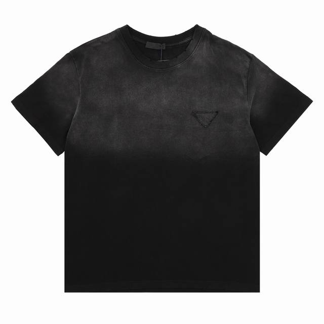 Prada Gradient Washed Triangle Logo Round Neck Short Sleeve Size: SL