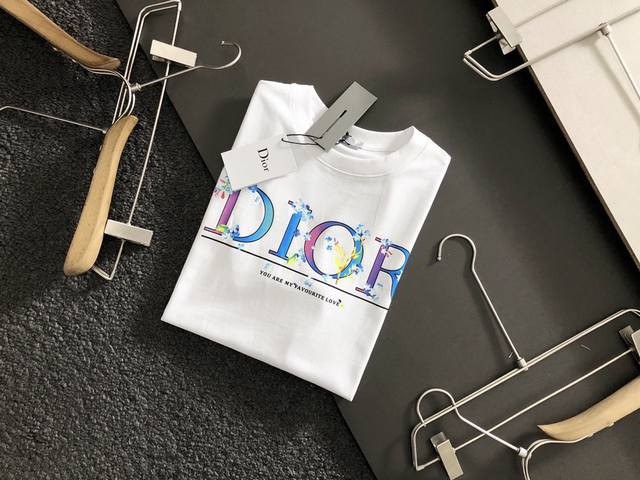 Dior's latest printed short-sleeve top, high-quality original short-sleeve top,