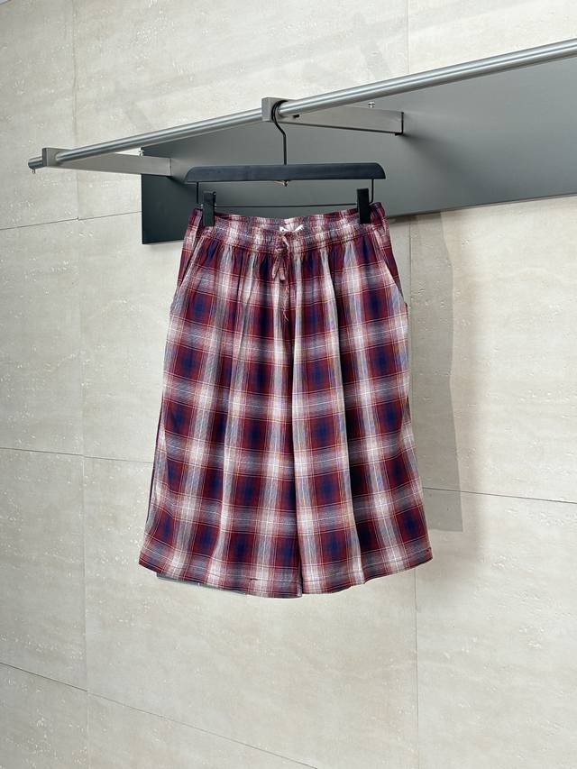 Acne Studio* 25Ss new plaid short-sleeved shorts are made of Xinjiang long-stapl