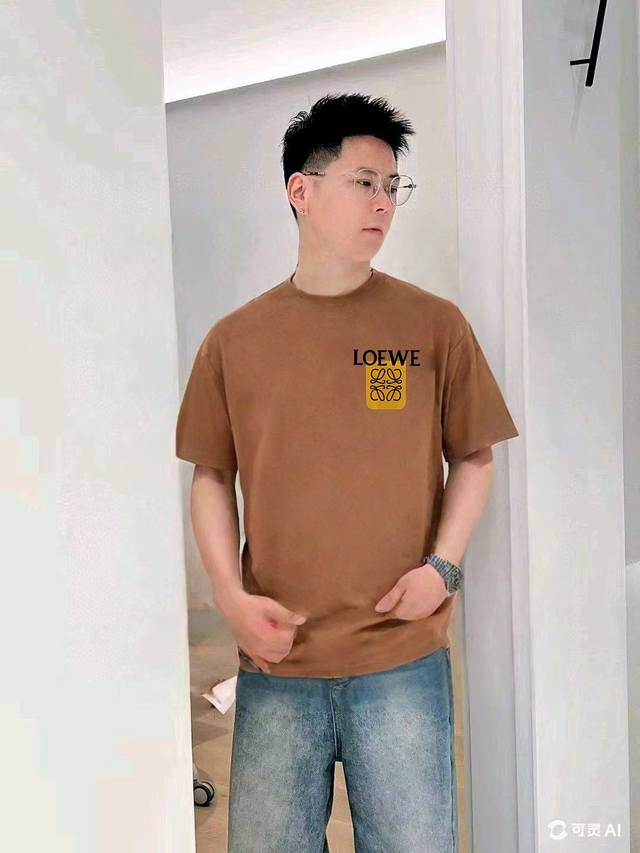 Lo*We 25Ss Master designed the latest fashion brand printed round neck short-sle