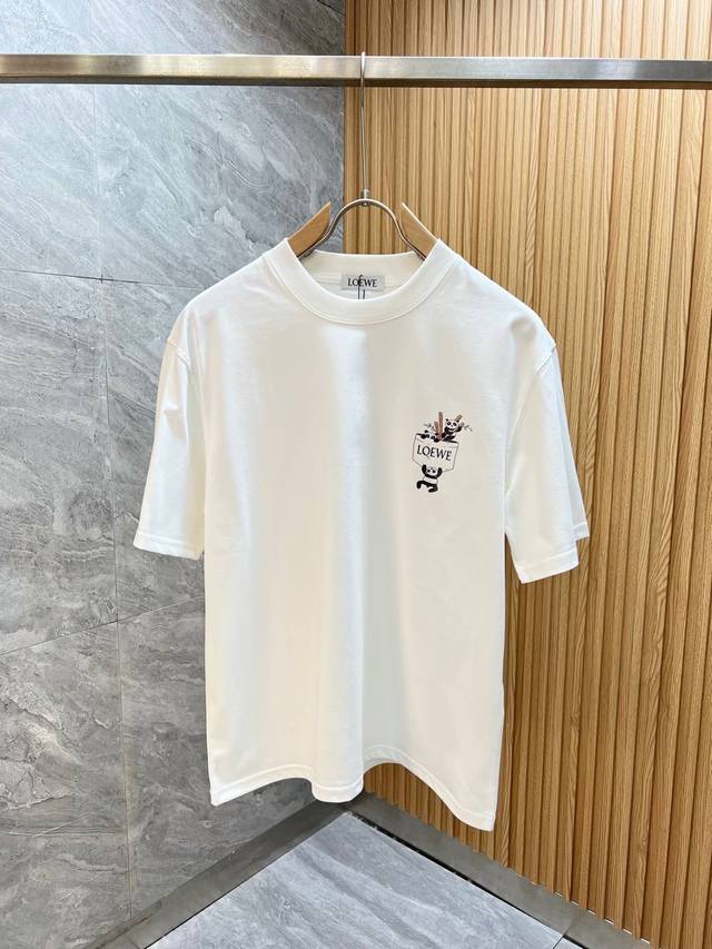 Loewe 2025 latest fashion couple style, classic logo printed round neck T-shirt,