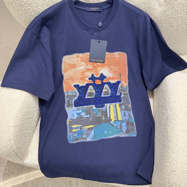 Louis Vuitton 1V 25Ss Rooftop Sunset Rhinestone Short Sleeves, originally purcha