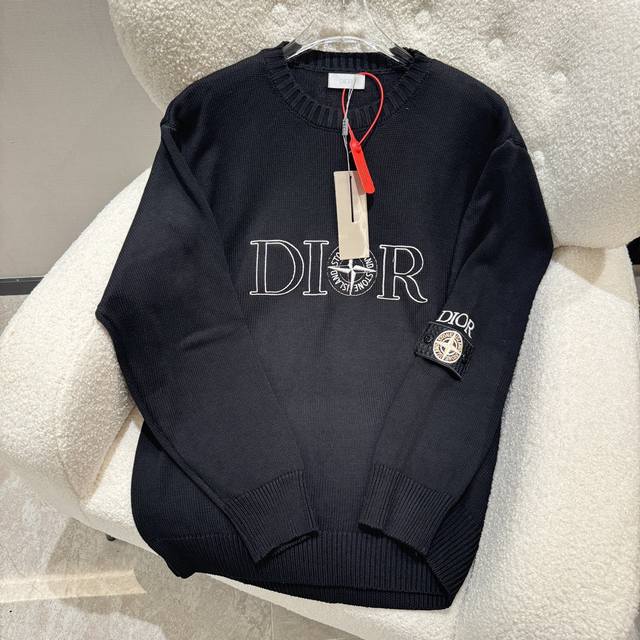 Dior Dior Stone co-branded embroidered round neck knitted pullover Yb purchased