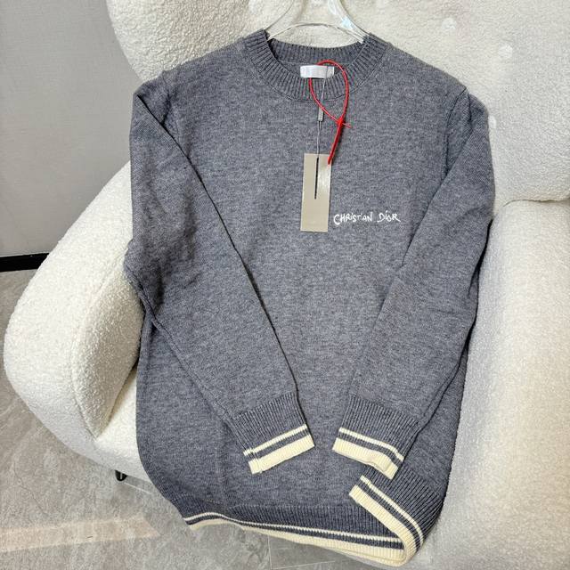 Dior Wool pullover with cursive letters embroidered Fabric: 55% cotton and 45% X