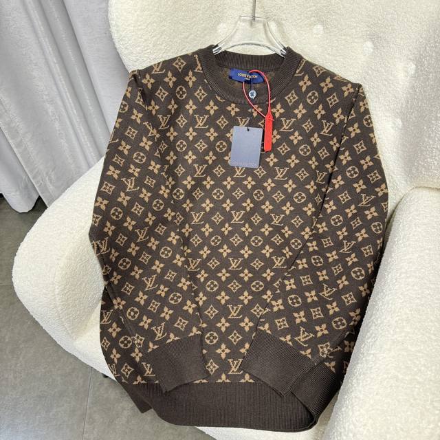 Louis Vuitton Ss24 autumn new Louis Vuitton Logo intarsia round neck long sleeve