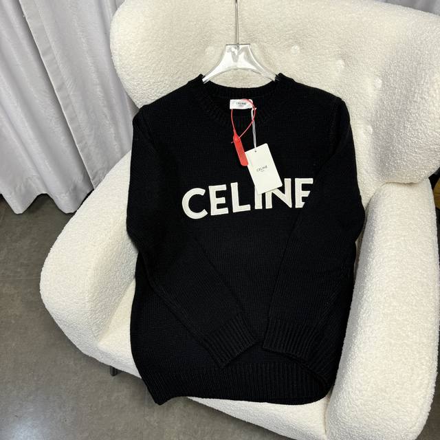 Celine Celine 24Fw Letter Patch Logo Round Neck Sweater Originally purchased for