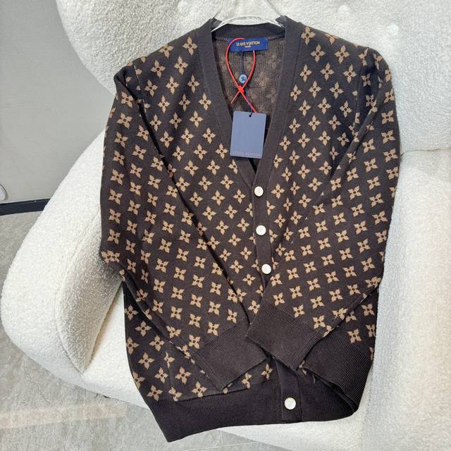 Louis Vuitton 1V Fw New Monogram Embroidered Monogram Cotton Wool Knit This swea