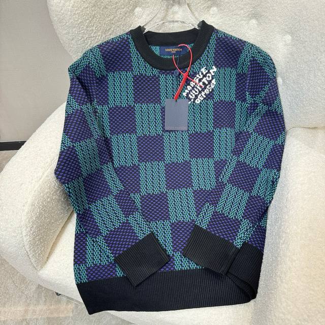 Louis Vuitton Lv 24 autumn and winter new checkered sweater uses 100% combed cot