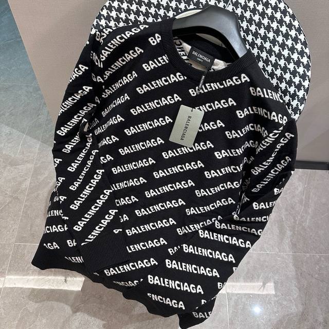 Balenciaga Paris full print barrage double-sided knitted jacquard sweater Purcha