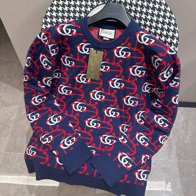 Guccl Gucci sweater needles all over the body letter G sweater loose version Goa